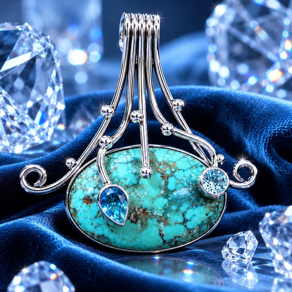 ✨ ICY BLUE Turquoise • Topaz • Aquamarine Statement Pendant Art To Wear Artisan